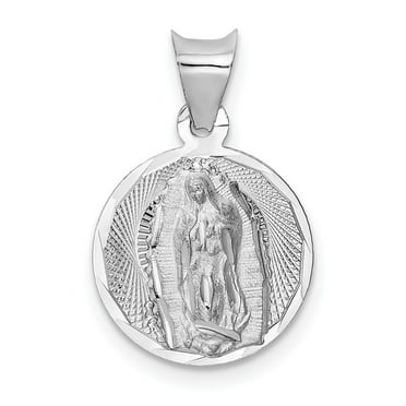 13mm x 10mm 14k White Gold Small/Mini Guadalupe Medal For Rosario 